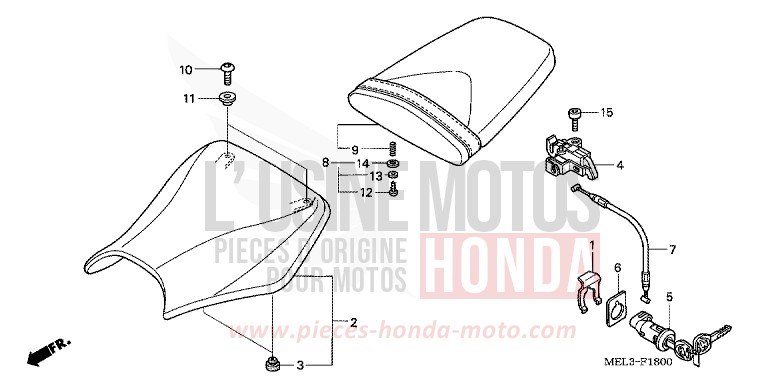 SIEGE von CBR1000RR "Fireblade" GRAPHITE BLACK (NHB01DA) von 2007
